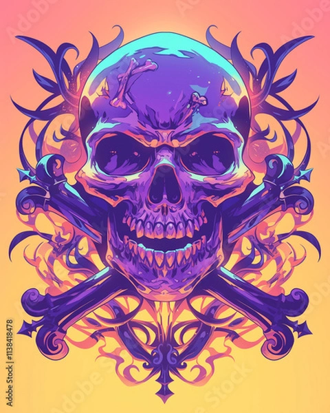 Obraz Skull and Crossbones Arm symmetry layout illustration