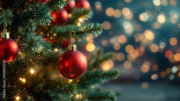 Fototapeta A poster or banner for christmas background, a christmas card with a christmas tree and a sign that says merry christmas.