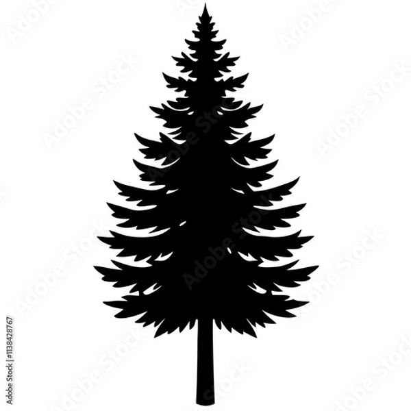 Fototapeta Pine tree graphic elements vector silhouette, A simple tree vector art design isolated on a white background