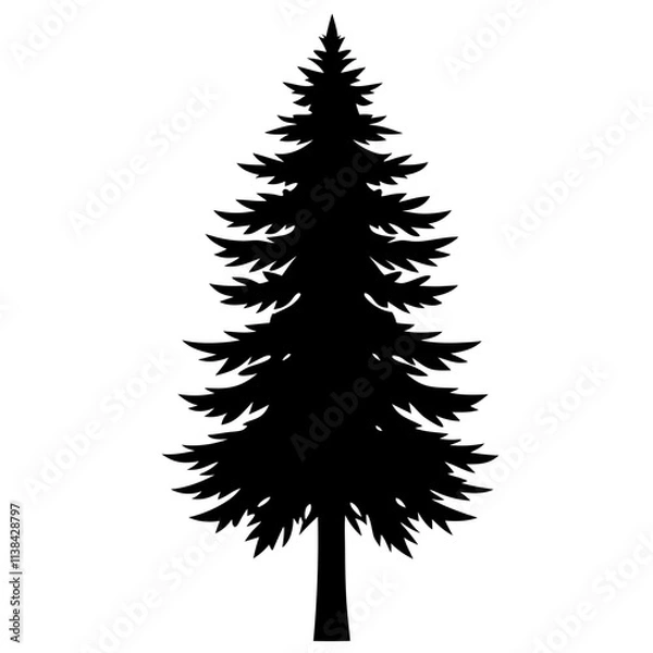 Fototapeta Pine tree graphic elements vector silhouette, A simple tree vector art design isolated on a white background