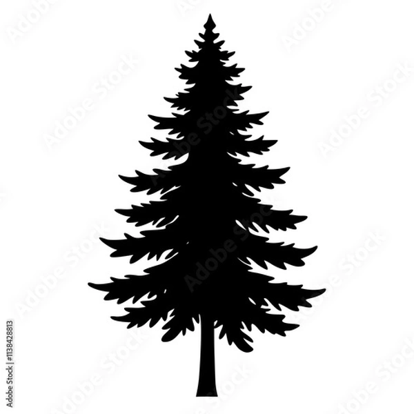 Fototapeta Pine tree graphic elements vector silhouette, A simple tree vector art design isolated on a white background