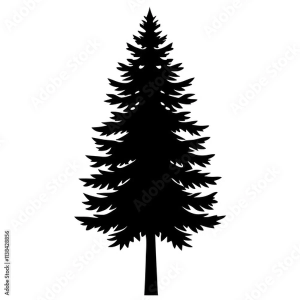 Fototapeta Pine tree graphic elements vector silhouette, A simple tree vector art design isolated on a white background