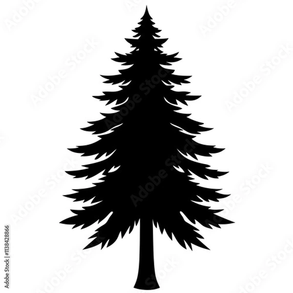 Fototapeta Pine tree graphic elements vector silhouette, A simple tree vector art design isolated on a white background
