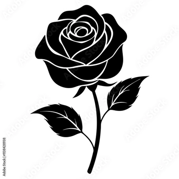 Fototapeta Rose flower graphic elements vector silhouette, A simple flower vector art design isolated on a white background