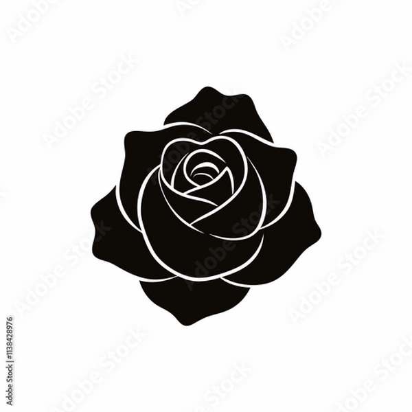 Fototapeta Rose flower graphic elements vector silhouette, A simple flower vector art design isolated on a white background
