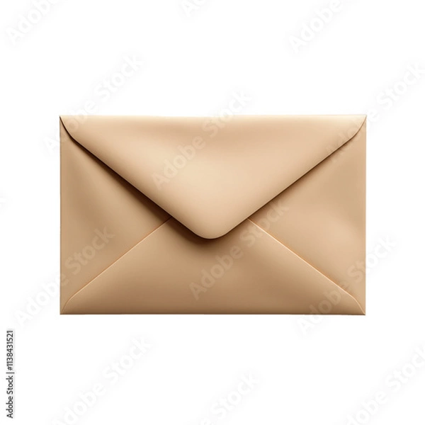 Fototapeta Closed beige envelope on transparent background representing postal communication