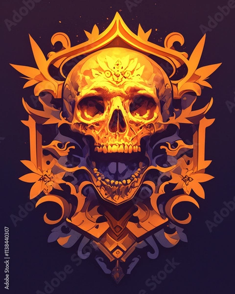 Obraz Skull and Shield symmetry layout illustration