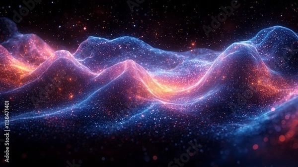 Fototapeta Abstract Glowing Nebula, Cosmic Dust, Energy Waves