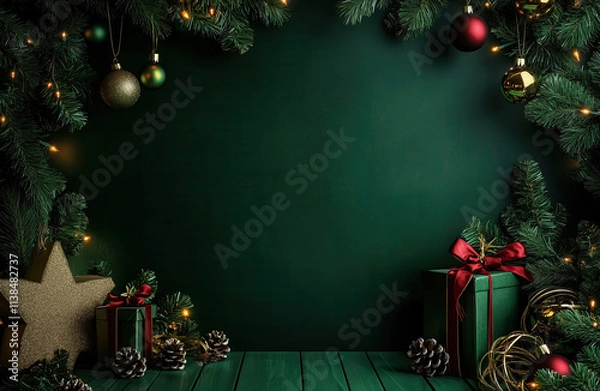 Fototapeta green colour background , chrismas backdrop , for photoshoot , photoshop overlayer