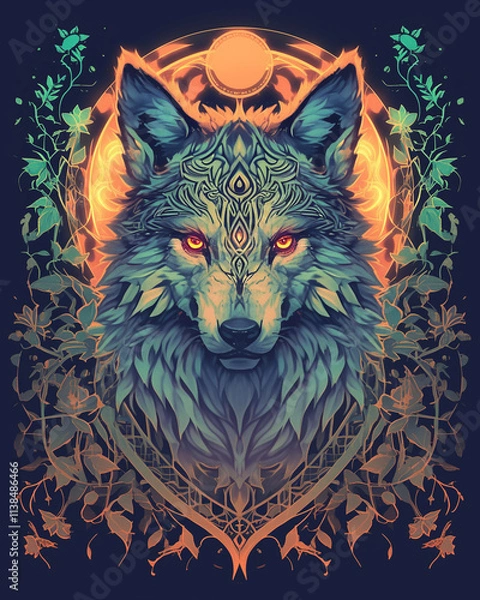 Obraz Wolf symmetry layout illustration