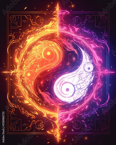 Obraz Yin and Yang symmetry layout illustration