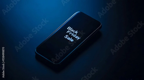 Fototapeta Smartphone showing black friday sale notification on dark background