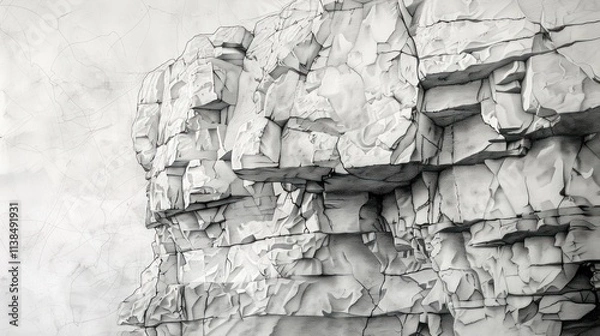 Fototapeta Abstract grayscale cliff face texture.