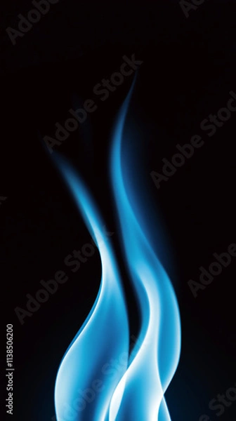 Obraz Blue gas flame on a black background 