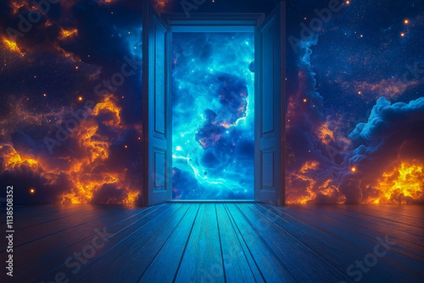 Obraz the door to space. space. for the background.