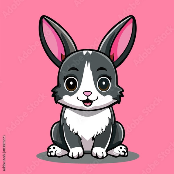 Obraz Editable Cute Bunny Illustration: Playful Vector Design with Adorable and Vibrant Elements EPS JPG