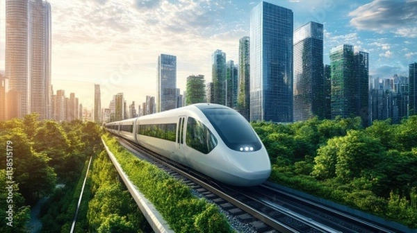 Obraz A high-speed train designed for sustainability, with zero emissions and powered
