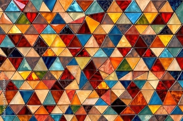 Fototapeta A vibrant mosaic of colorful triangles reveals