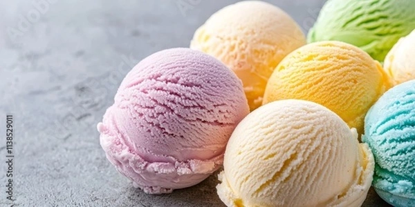Fototapeta Brightly colored varieties of ice cream. 