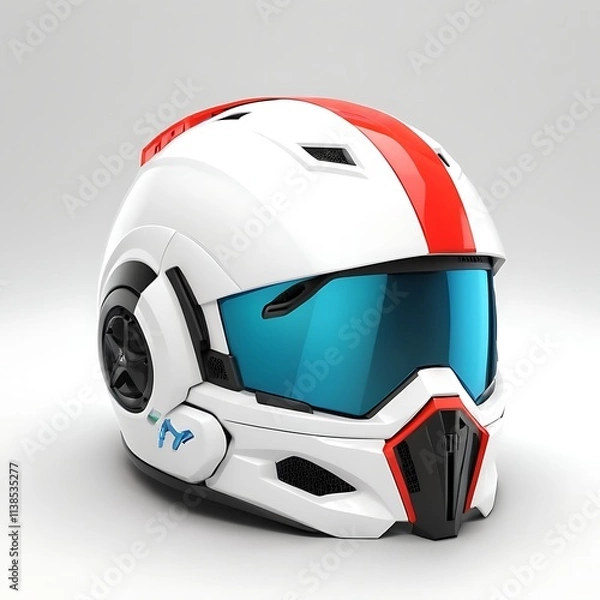 Obraz 3D gaming helmet on a Full white background