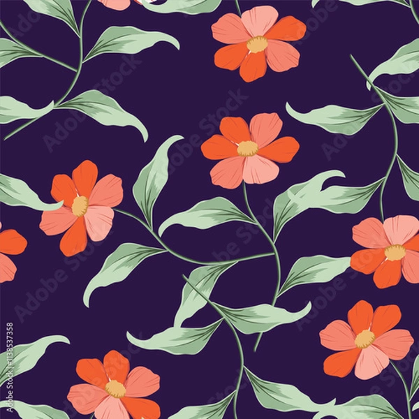 Obraz Cute hand drawn floral seamless pattern background