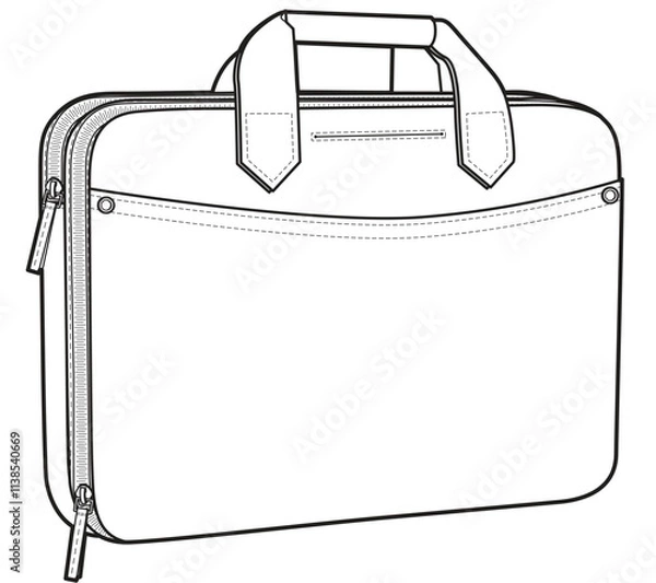 Fototapeta Briefcase flat sketch vector illustration 