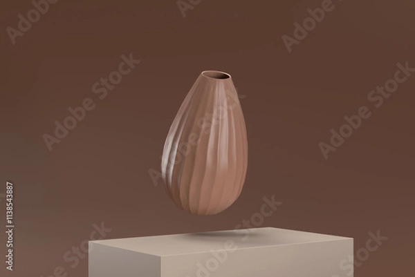 Fototapeta A vase is floating in the air above a brown background