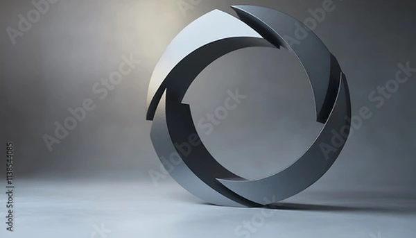 Fototapeta A matte gray 3D logo mockup, with sharp edges and soft lighting that creates realistic highlights.