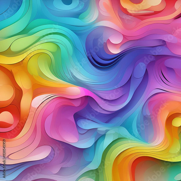Fototapeta Liquid gradient mesh. Abstract wavy background. Color blend. Modern blurred texture. Liquid vibrant color flow. Template for posters, ad banners, brochures, flyers, covers, websites. 8k quality. gener