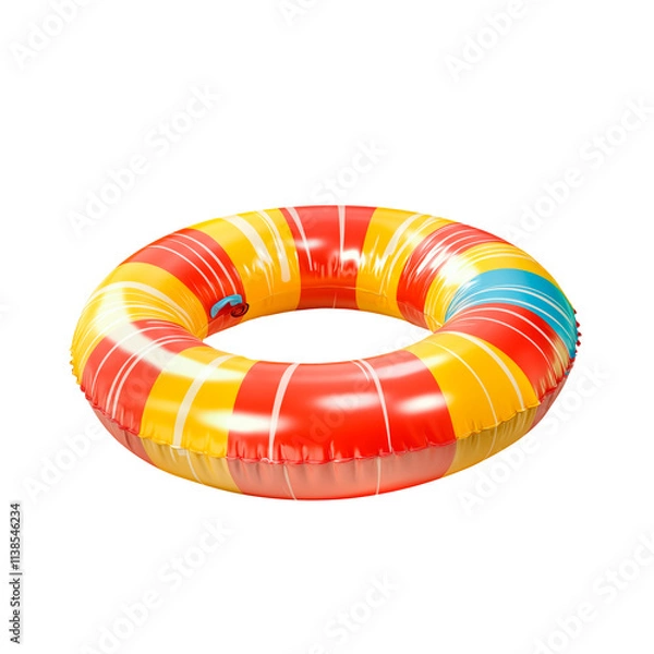 Fototapeta Colorful inflatable swim ring for summer beach and pool fun, featuring bright multicolor design.