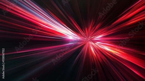 Fototapeta Abstract Red Light Streaks Converging Radially