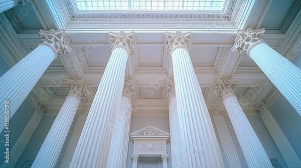 Fototapeta A colonial-style courthouse with grand white columns. 