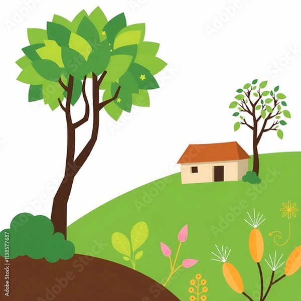Obraz tree and house