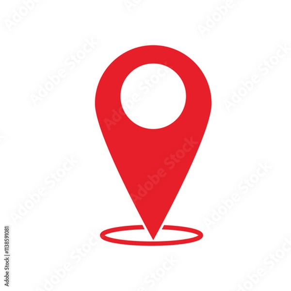 Fototapeta Red Location Marker Icon on White Background
