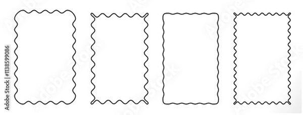 Fototapeta wavy edge frames (editable stroke) for design.