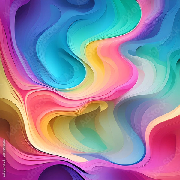 Fototapeta Liquid gradient mesh. Abstract wavy background. Color blend. Modern blurred texture. Liquid vibrant color flow. Template for posters, ad banners, brochures, flyers, covers, websites. 8k quality. gener