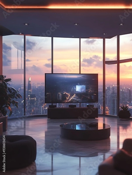 Fototapeta Beautiful Modern Living room Interior with furniture's ,mockup frame , posters, wall -3d Rendering