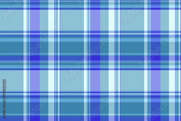 Fototapeta Elegant plaid check seamless, handsome tartan pattern fabric. Classical vector textile background texture in cyan and blue colors.