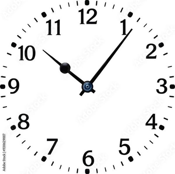 Obraz Simple and classic round analog wall clock vector isolated on white background