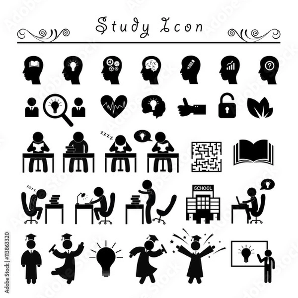 Obraz successful study icon set