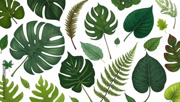 Fototapeta High-Resolution Collection of Fresh Green Leaves in Various Shapes