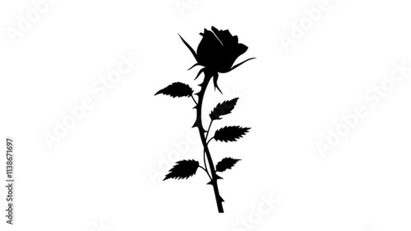 Fototapeta Rose stem with thorns and leaves visible, Plant Digital Art