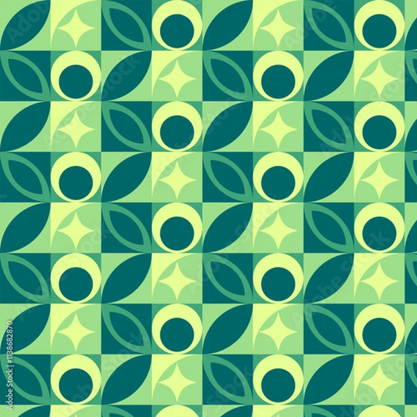 Fototapeta Abstract geometric pattern in green tones