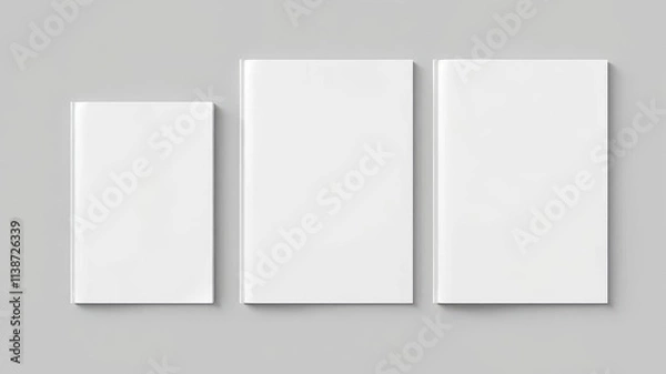 Fototapeta A mockup of a book cover featuring three different sizes for a variety of options, realistic, sizes, cover