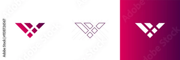 Fototapeta logo letter w geometric triangle. modern scheme w company logotype.
