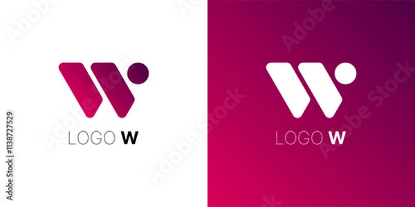 Fototapeta Logo w for Your company or startup. Outstanding professional elegant trendy awesome artistic modern gradient color W initial based Alphabet icon logo.