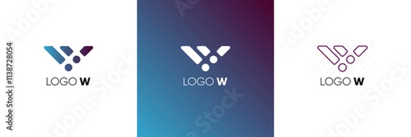 Fototapeta logo letter w geometric triangle. modern scheme w company logotype.