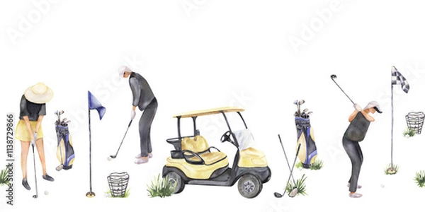 Fototapeta A golf theme seamless border