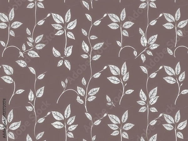 Obraz Elegant seamless silver leaves pattern for wallpaper or background design, wallpaper, illustration, pattern