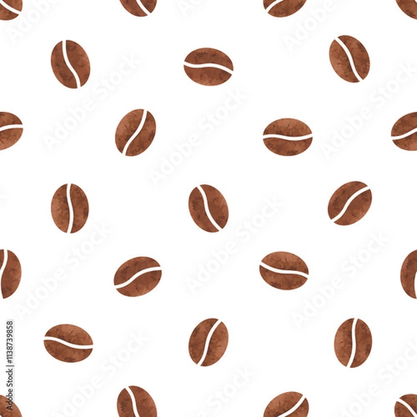 Obraz Seamless pattern with watercolor coffee beans isolated on white background